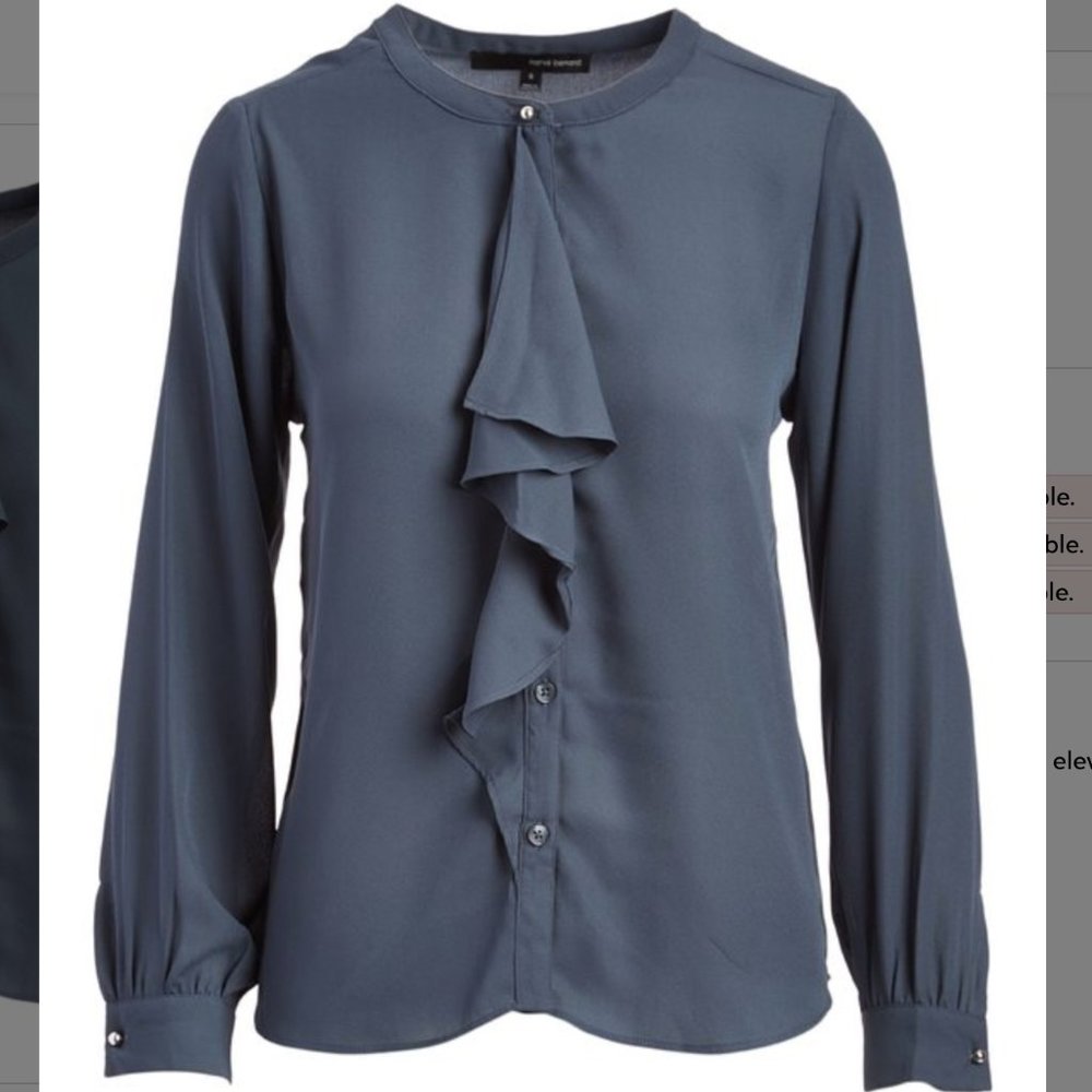 Harvé Bernard Atlantic Teal Ruffle Blouse